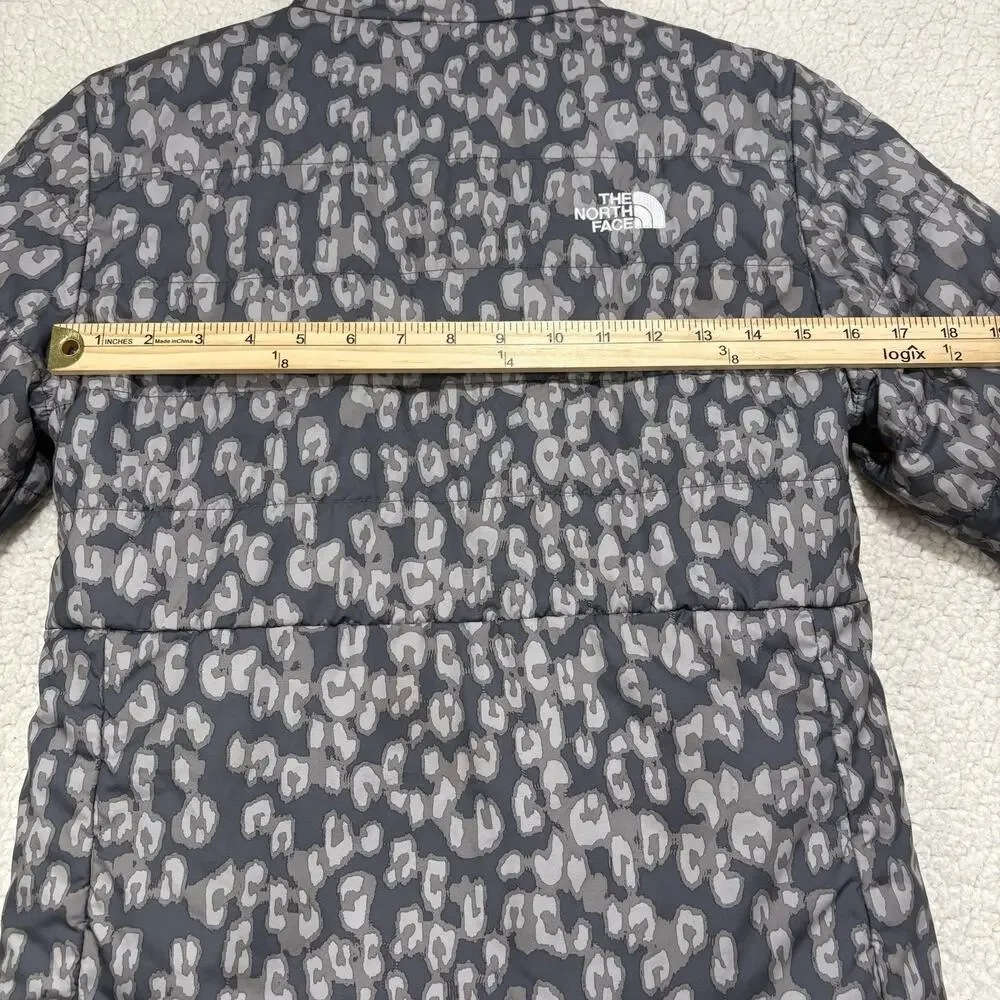 North Face Girls L (14/16) Mossbud Swirl Reversible Jacket‎ Leopard Gray Fuzzy